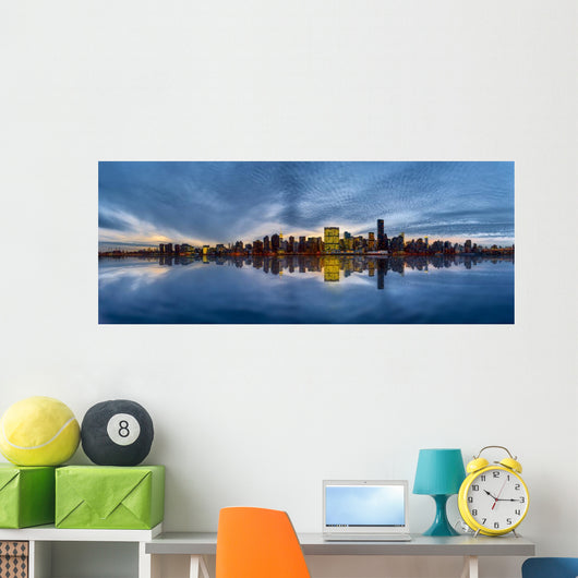 Evening Manhattan Skyline Wall Decal Panoramic Wall Decal