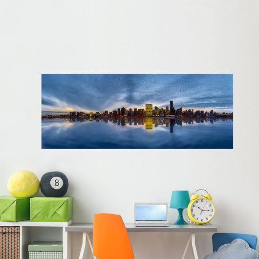 Evening Manhattan Skyline Wall Decal Panoramic Wall Decal