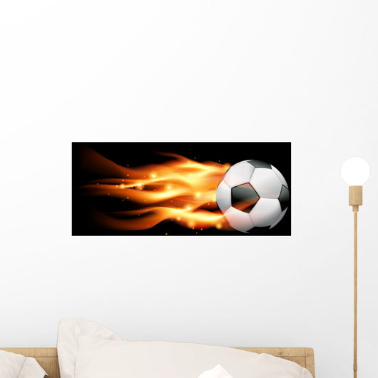 Flaming Soccer Ball Wall Decal
