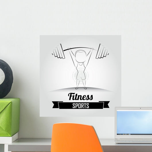 Deadlift Illustration Wall Decal