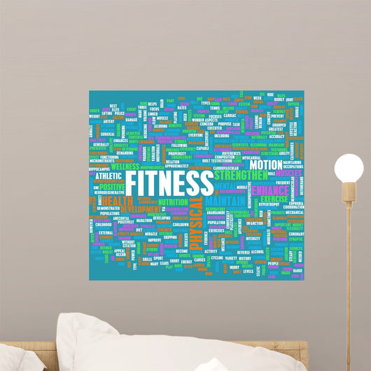Blue Fitness Word Art Wall Decal
