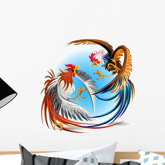 Cockfight Fighting Cocks Wall Decal