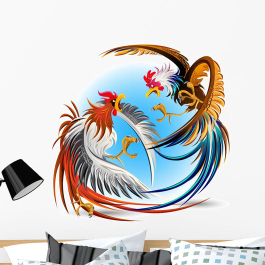 Cockfight Fighting Cocks Wall Decal