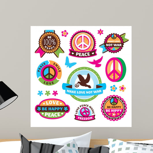 Set Peace Symbols and Wall Stickers Wall Decal