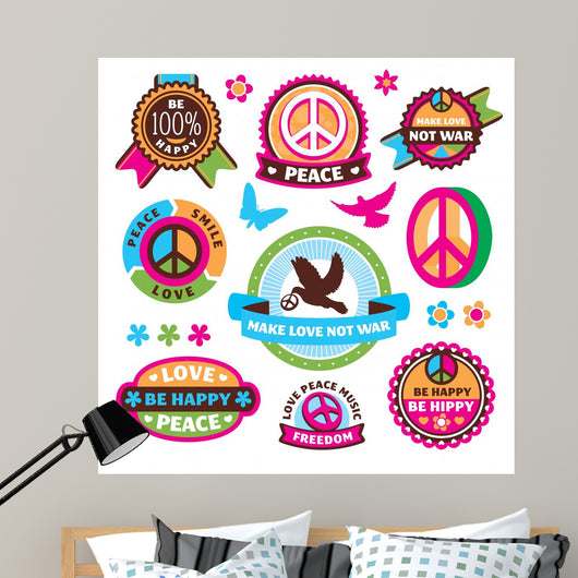 Set Peace Symbols and Wall Stickers Wall Decal