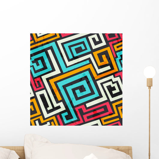 Seamless Colored Square Spiral Patter Wall Decal