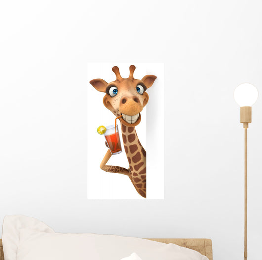 CG Giraffe Drinking Sweat Tea Wall Decal