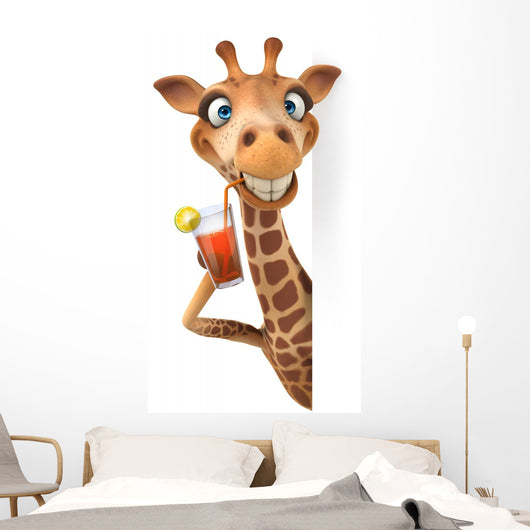 CG Giraffe Drinking Sweat Tea Wall Decal