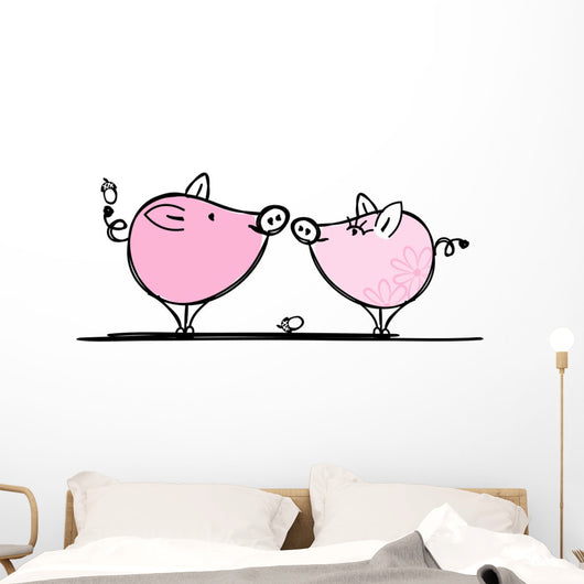 Couple Funny Pigs for Wall Decal