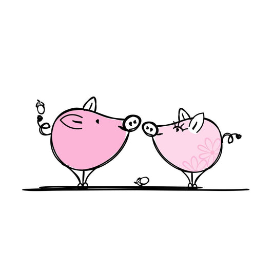 Couple Funny Pigs for Wall Decal