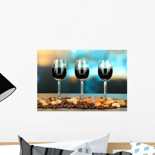 3 Liquor Glasses with Almonds Wall Decal