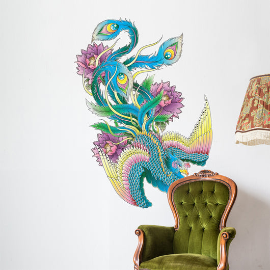 Japanese Style Peacock Wall Decal