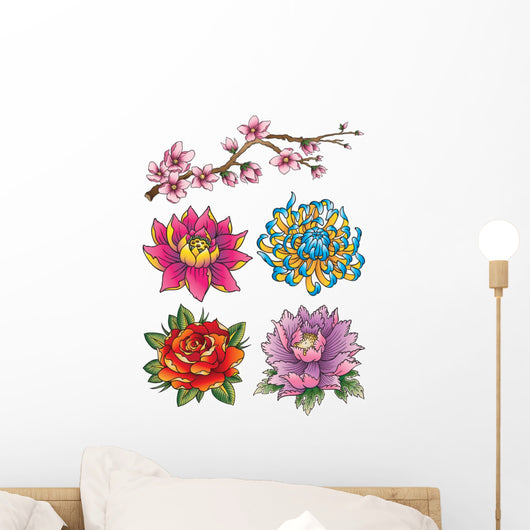 Tattoo Flower Set Wall Decal
