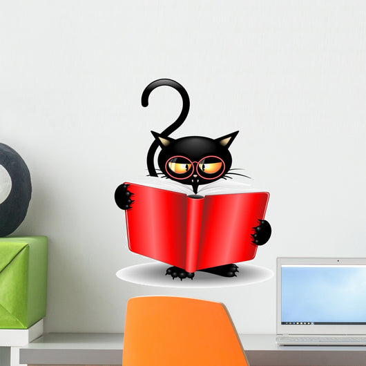 Black Cat Cartoon Back Wall Decal