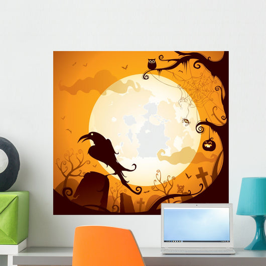 Halloween Crow Graveyard Wall Decal