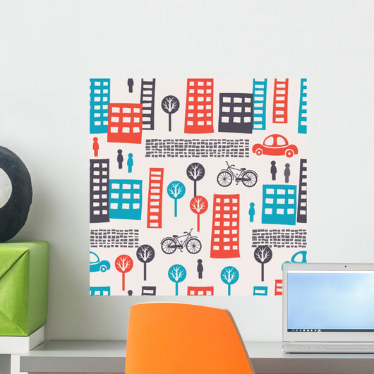 City Seamless Pattern Wall Decal