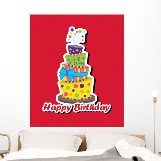 Birthday Card with Topsy-turvy Wall Decal