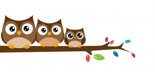 Owls Family Sat Tree Wall Decal