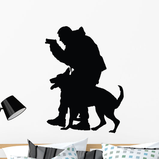 Police Dog on Patrol Silhouette Wall Decal