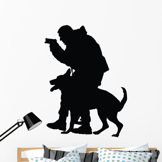 Police Dog on Patrol Silhouette Wall Decal