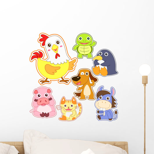 Cute Cartoon Animals Wall Decal Sticker Set Wall Decal