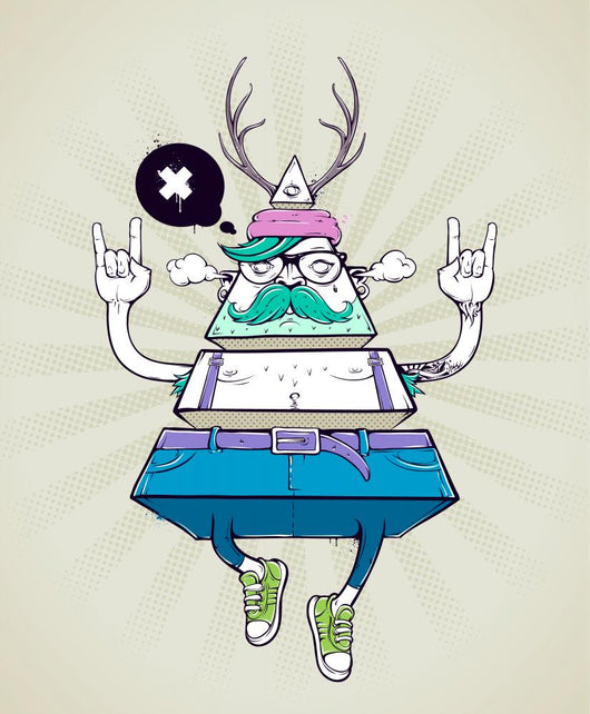 Triangle Hipster Bizarre Character Wall Decal