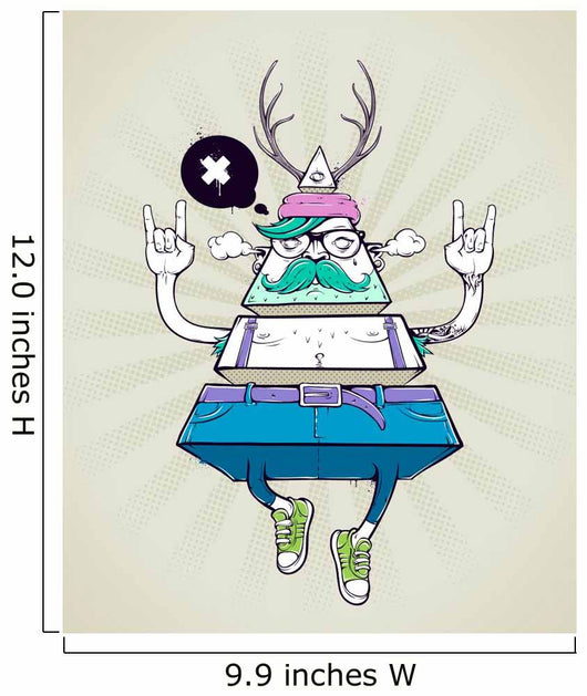 Triangle Hipster Bizarre Character Wall Decal