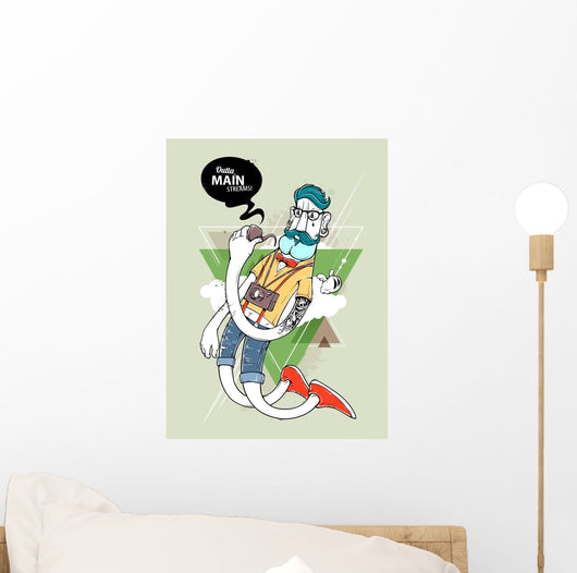 Hipster Graffiti Character - Outta Main Streams Wall Decal