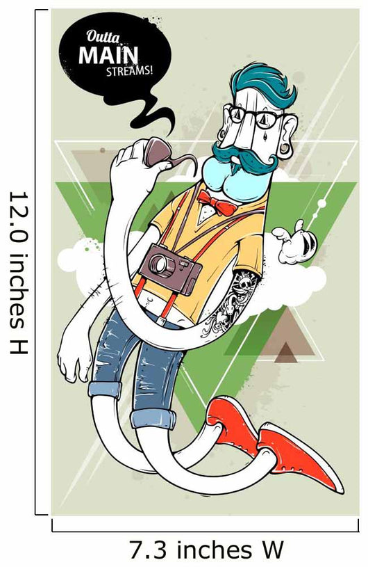 Hipster Graffiti Character - Outta Main Streams Wall Decal