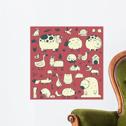 Domestic and Forest Animals Wall Decal