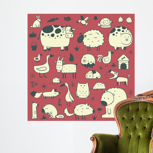 Domestic and Forest Animals Wall Decal
