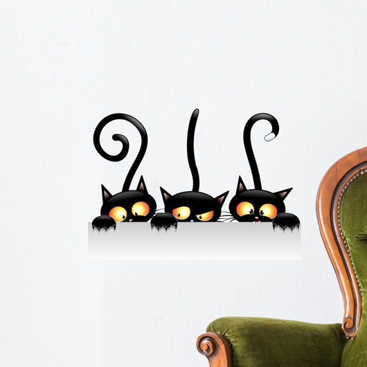Funny Cats Cartoon with Wall Decal