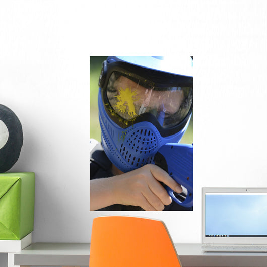 Kids Playing Paintball - Blue Mask Wall Decal