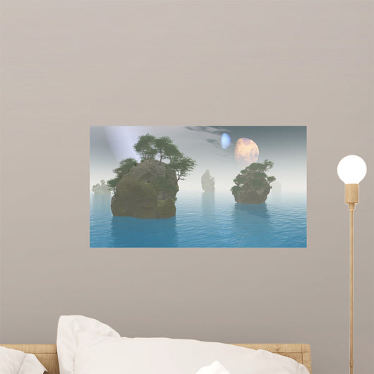2 Moons over Alien Wall Decal