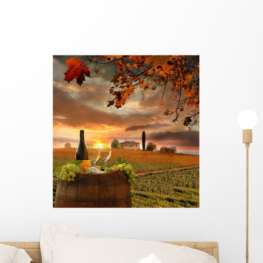 White Wine with Barrell Wall Decal