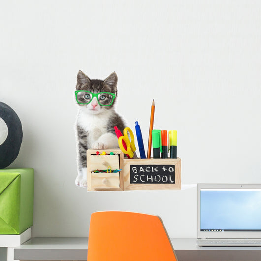 Cat with Green Glasses Wall Decal