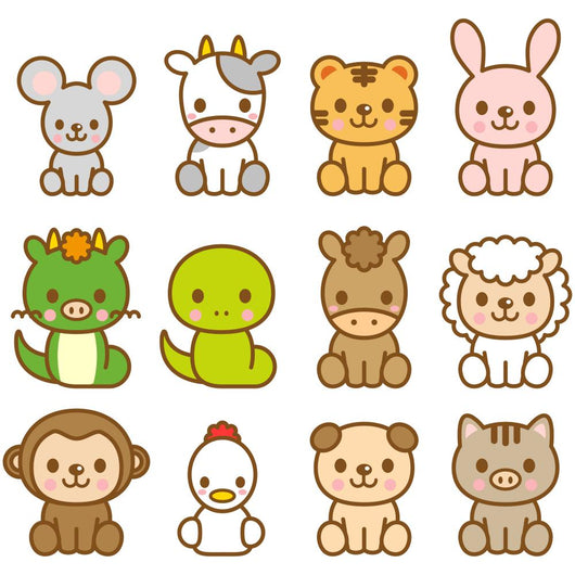Sweet Zodiac Animals Wall Decal Sticker Set Wall Decal