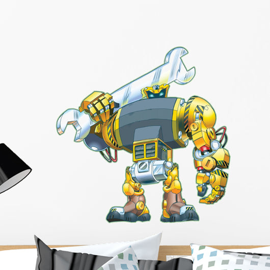 Robot Holding Wrench Vector Wall Decal