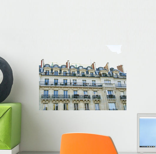 White Building with Iron Wall Decal