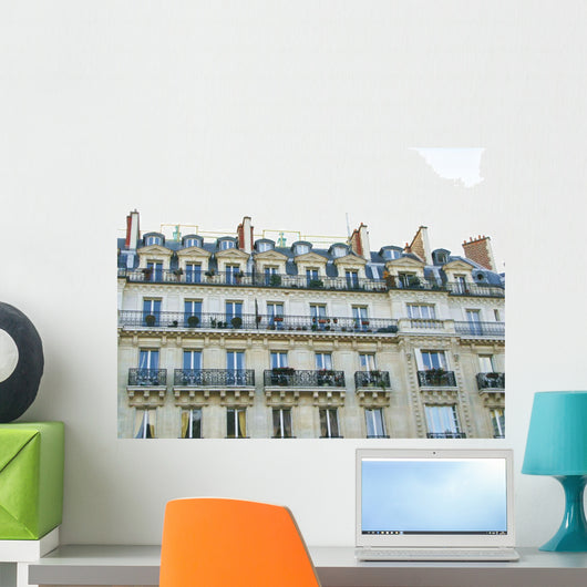 White Building with Iron Wall Decal