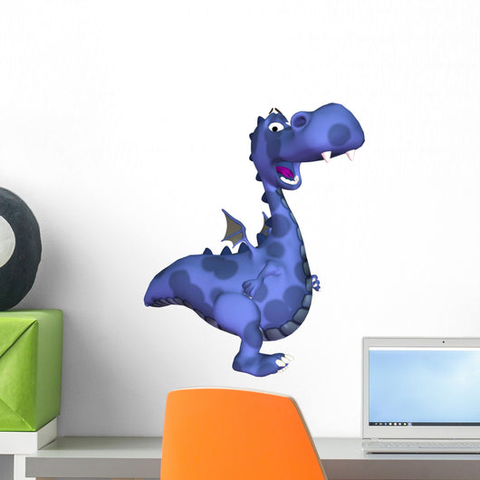 Happy Smiling Blue Dragon Wall Decal