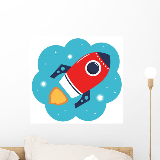 Colorful Cartoon Rocket Space Wall Decal