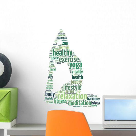Words Woman Doing Yoga Wall Decal