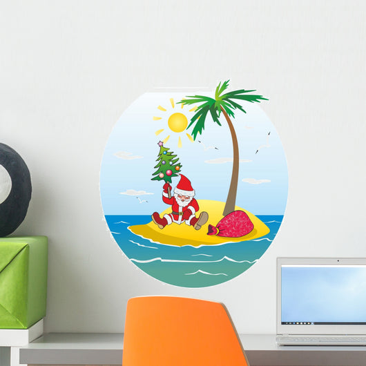Santa Claus Tropical Island Wall Decal