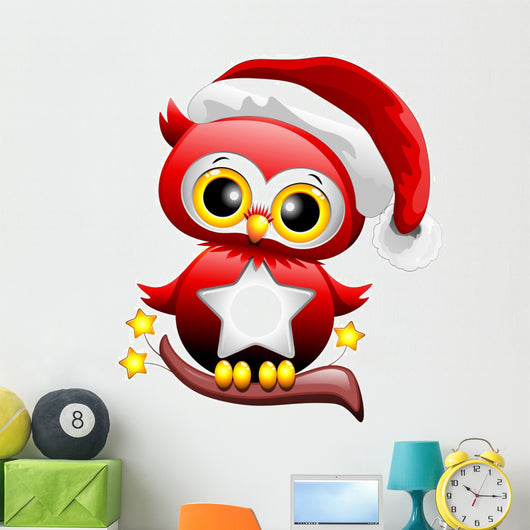 Baby Owl Christmas Santa Wall Decal