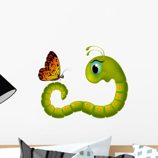 Cartoony Caterpillar Looking Butterfly Wall Decal