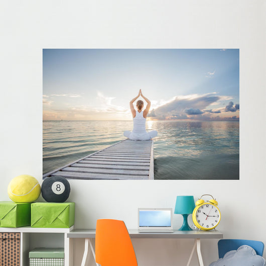 Caucasian Woman Practicing Yoga Wall Decal