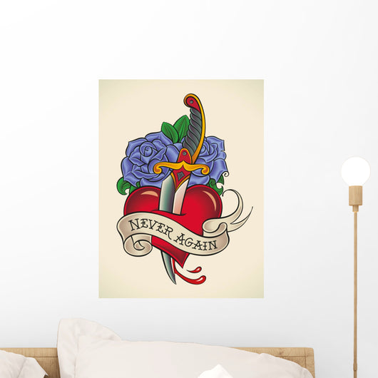 Old-school Tattoo Dagger through Wall Decal