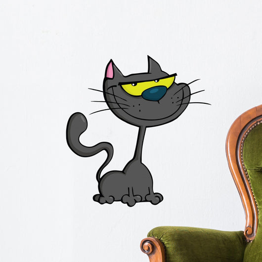 Black Cat Cartoon Illustration Wall Decal