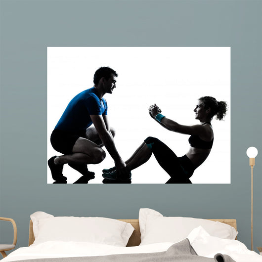 Man Woman Exercising Abdominal Wall Decal